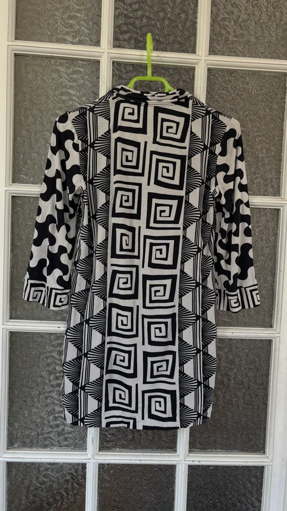 Impresionante vestido Diane von Furstenberg en negro y blanco con motivo gráfico - Talla S – photo 3